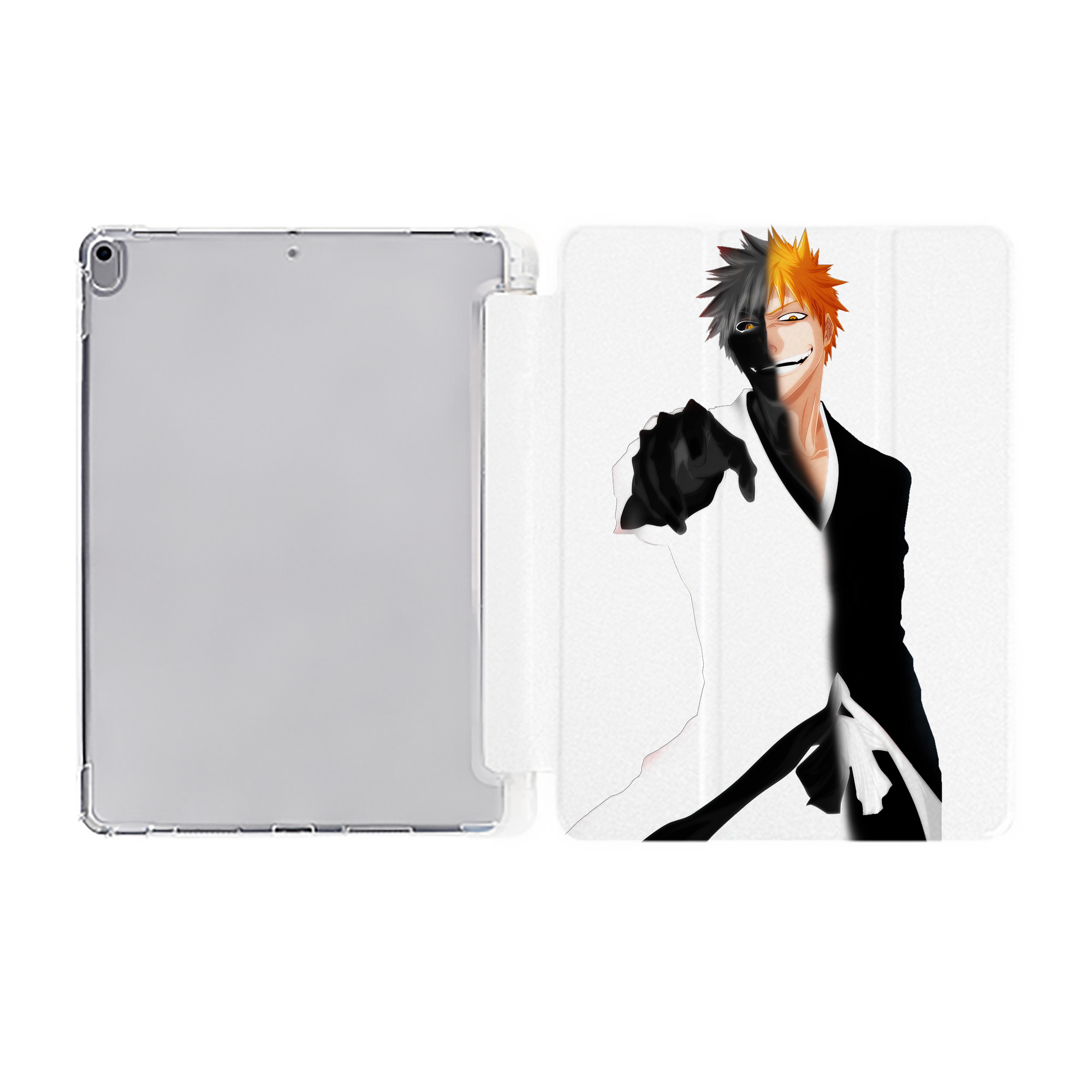 （画像用） ブリーチ 黒崎一護（くろさき いちご）BLEACH Kurosaki Ichigo IPad ケース ペン収納付き 三つ折りスタンド PUレザー×シリコン 対応機種9.5/10.5/10.9インチ